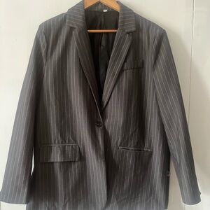 Elegant Charcoal Pinstripe Women's Blazer